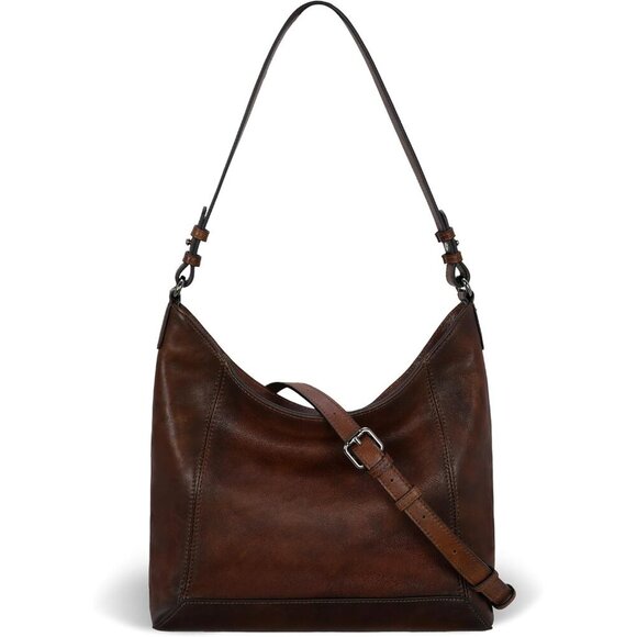 Versatile Medium Leather Shoulder Bag with Adjustable Straps - Coffee Color